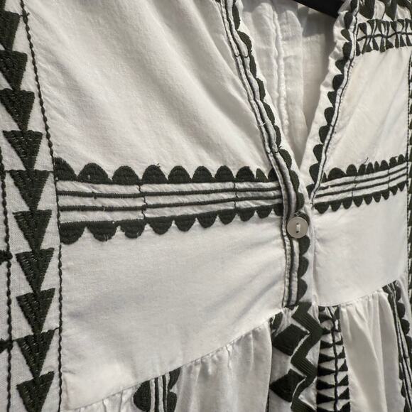 Paani S/M Cotton Summer Dress Mini Embroidered White Beach Greek Boho Elegant - Picture 2 of 11